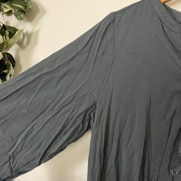 Torrid Mini Challis Lace Up Long Sleeve Shirt Dress Grey Women’s Size 0 / L - Picture 6 of 11